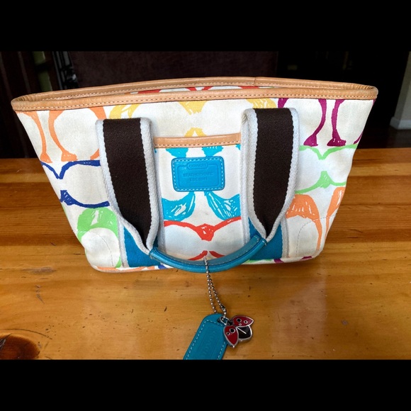 Coach Handbags - COACH 2005 Multicolored Handbag w/ keychain